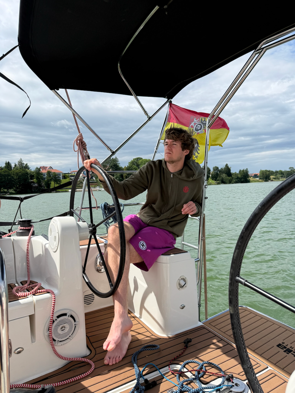 Wojtek at the helm of the tub from Wrocław